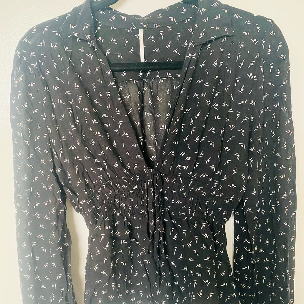 Free People Black and White Blouse | Size Small